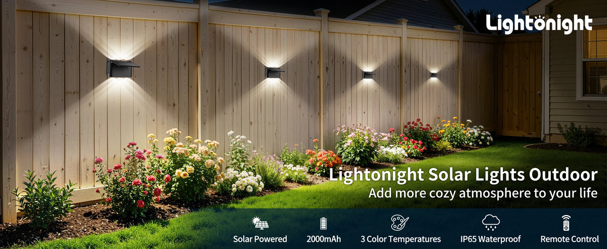 Intelamp Solar Wall Lights With Remote Control Waterproof Outdoor LED