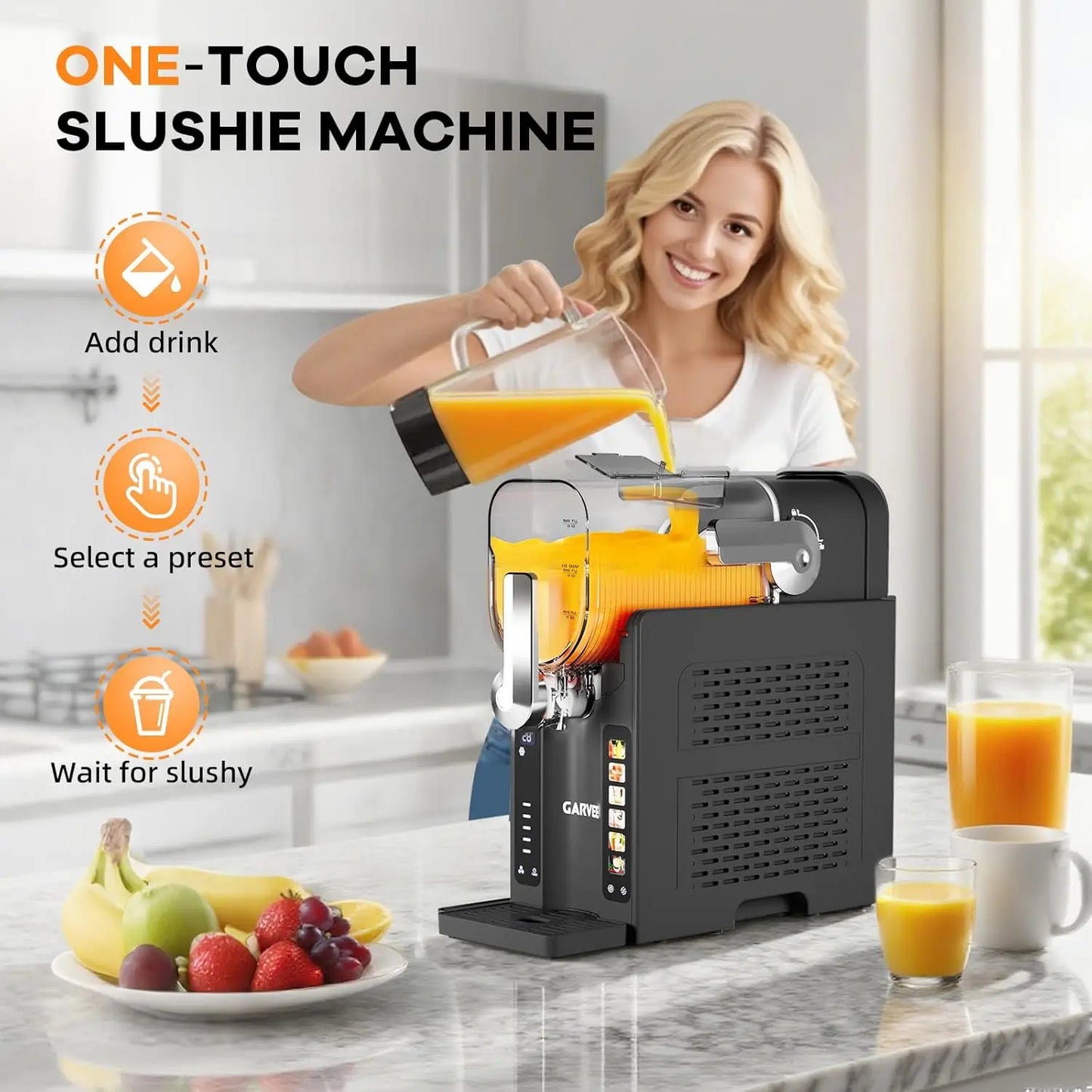 Acekool Slushie Maker For Home No Ice Needed With Led Display 6 Preset Programs