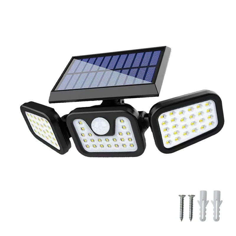 FAMCDC 3 Head Solar Motion Sensor Outdoor Wall Light LED Waterproof Security Lamp
