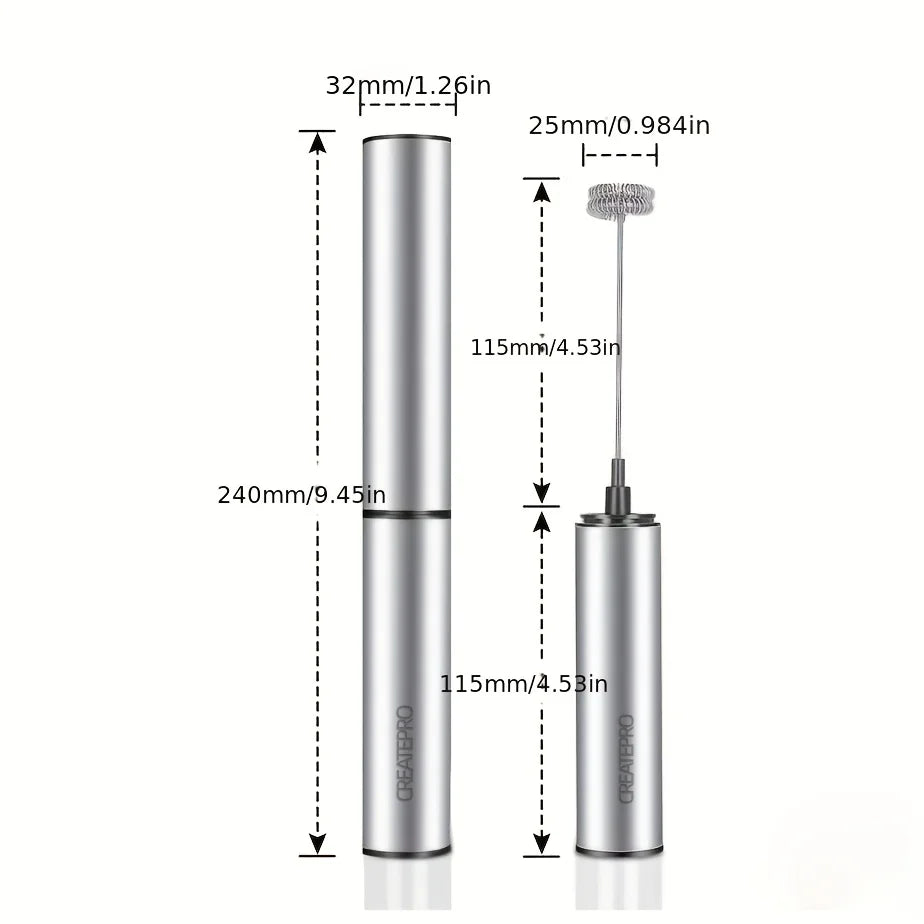 Rechargeable Stainless Steel Milk Frother With Two Speed Settings
