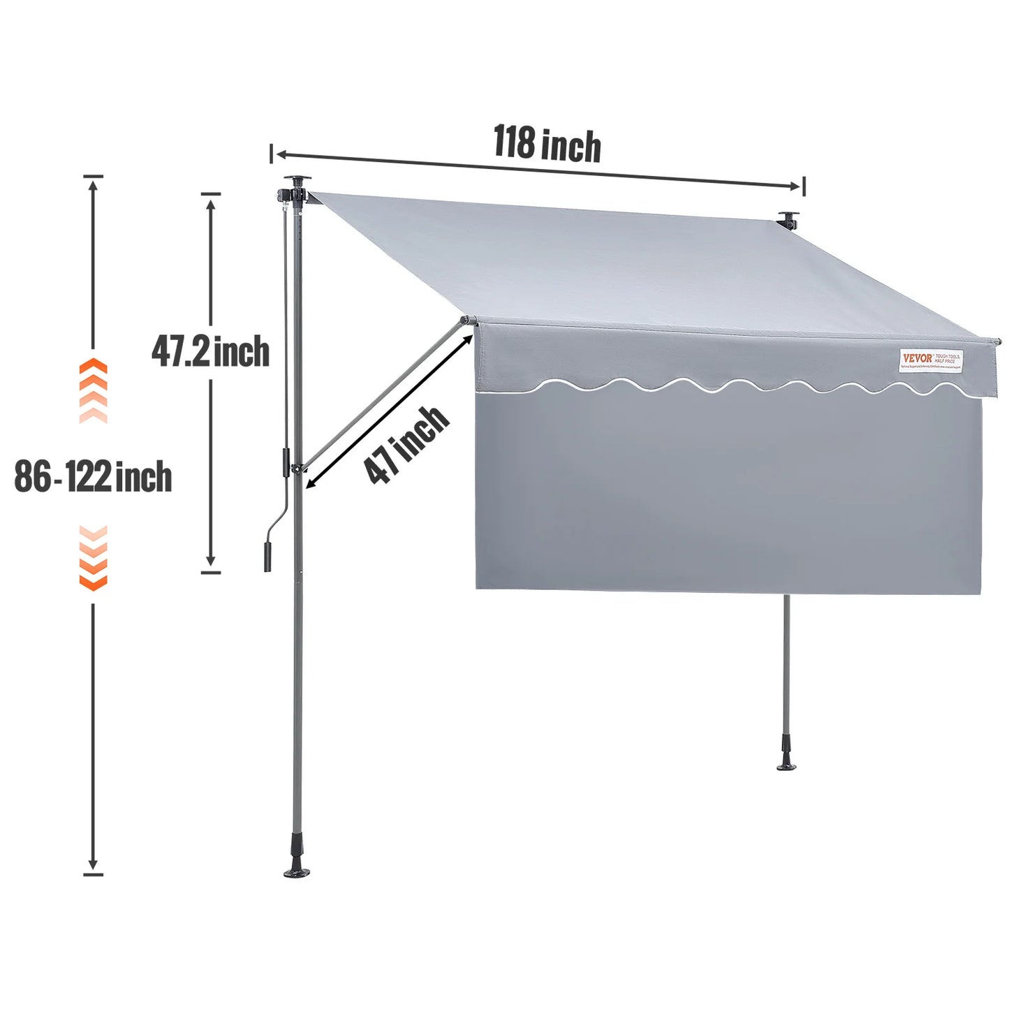 SucceBuy Manual Retractable Outdoor Awning Sun Shade for Patio