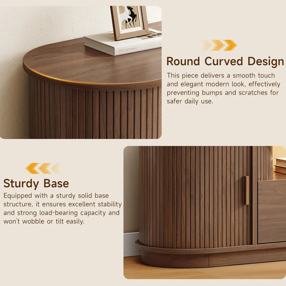 ONBRILL Modern TV Stand With Power Outlet And LED Lights