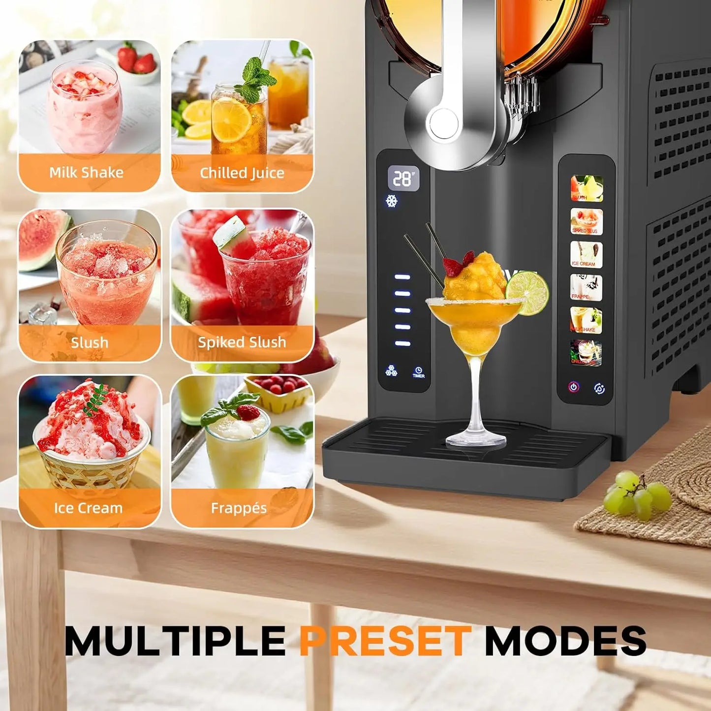 Acekool Slushie Maker For Home No Ice Needed With Led Display 6 Preset Programs