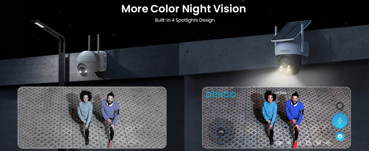 DEKCO Solar WiFi PTZ Security Camera With Two Way Audio