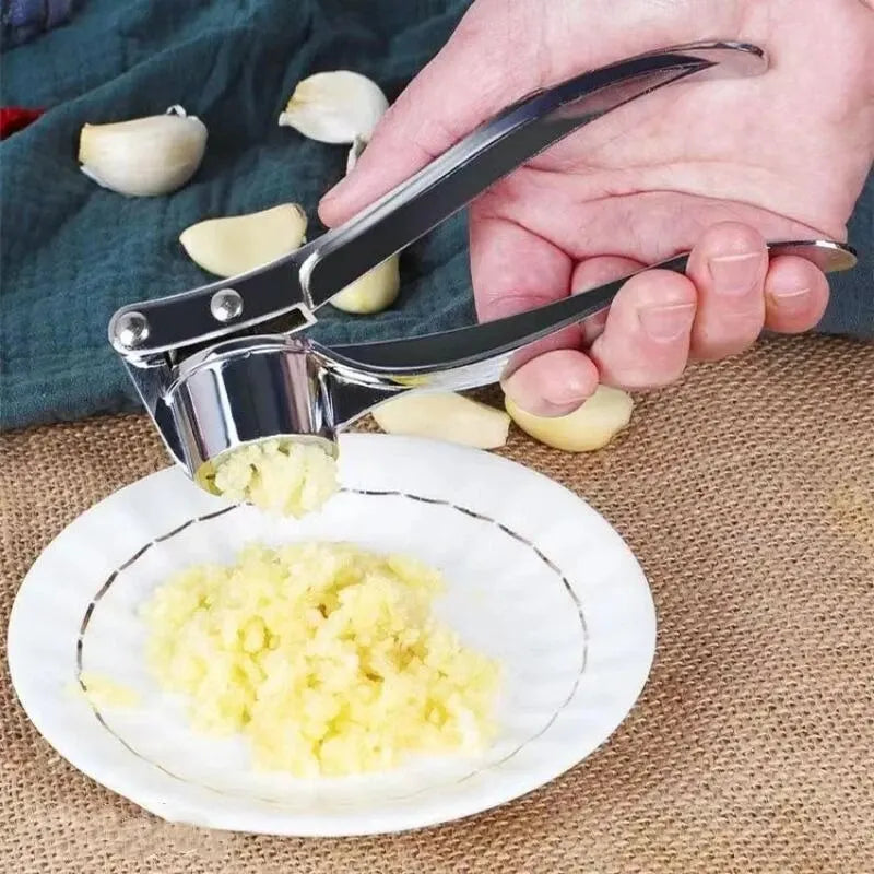 Multifunctional Garlic Press Pull Type Anti-Skid Thickened Handle Manual Chopper Crusher Zinc Alloy Stainless Steel Kitchen Clip