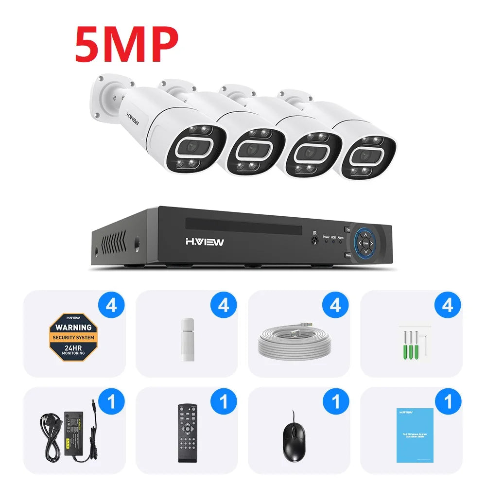 H.VIEW 4K 8CH PoE CCTV Security Camera System With NVR And Xmeye App