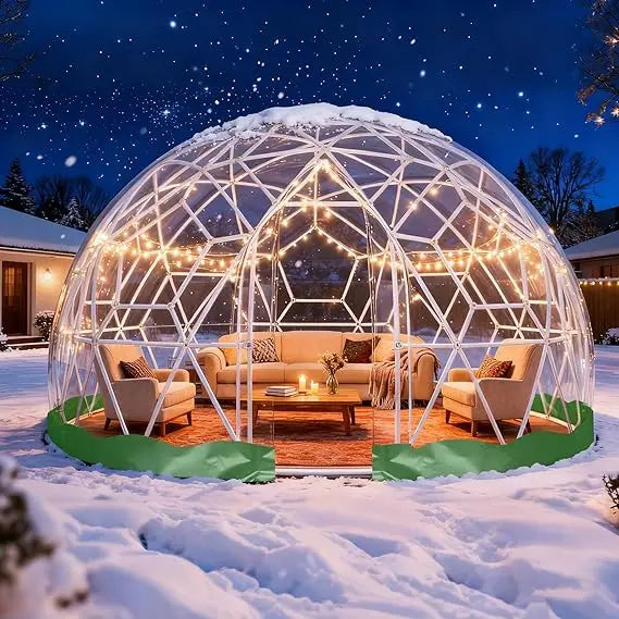 12 X 7.2 Ft Garden Dome Tent, Outdoor TPU Greenhouse, Accommodates 4-8 People, Waterproof Transparent Dome Tent