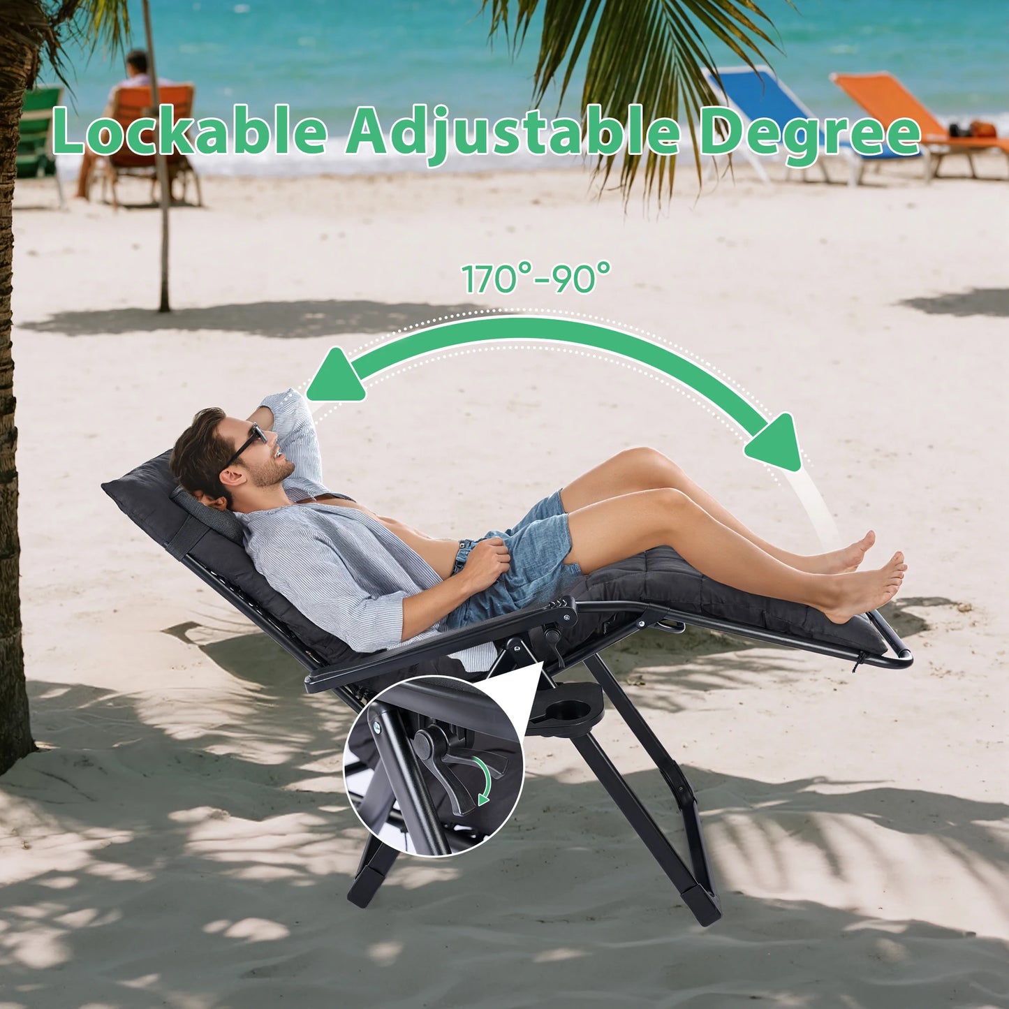 JHK Zero Gravity Recliner Outdoor Folding Lounge Chair