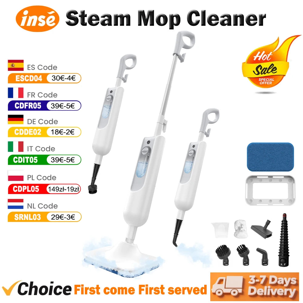 INSE Powerful Steam Mop 6 In 1 Detachable Floor Cleaner