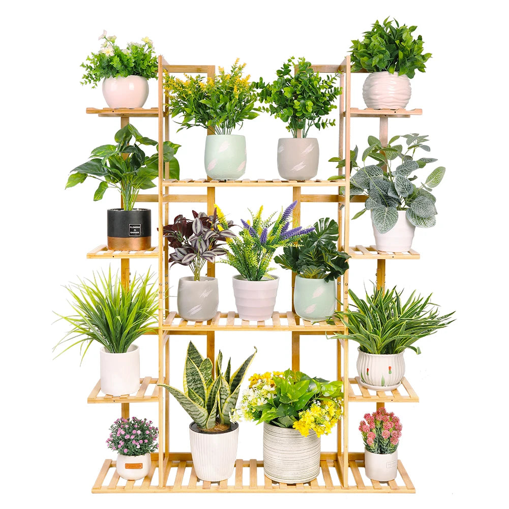 BINGOPAW 9-Tier Bamboo Plant Stand for Indoor Plants