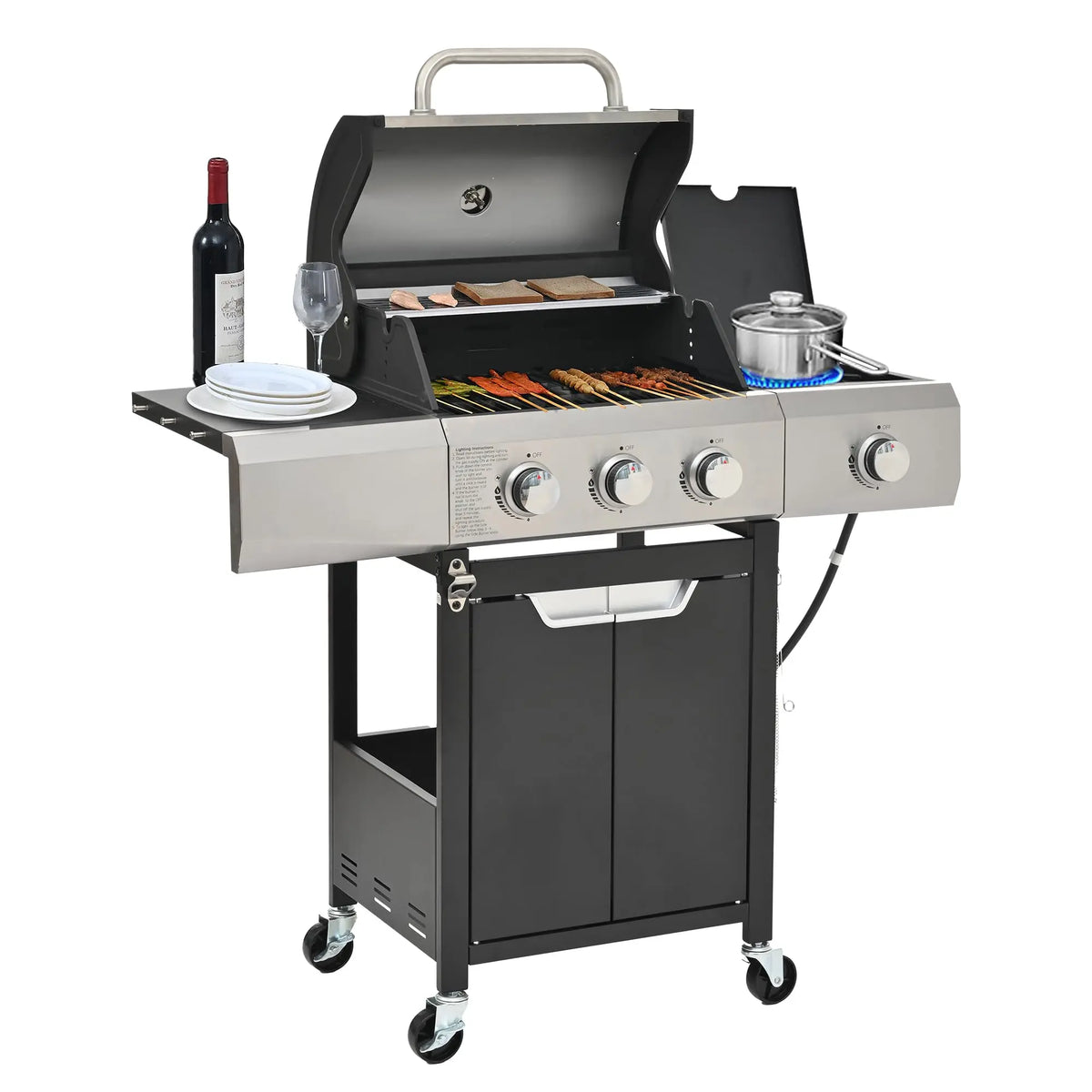 Propane Gas Grill With Sear Burner And Side Burner