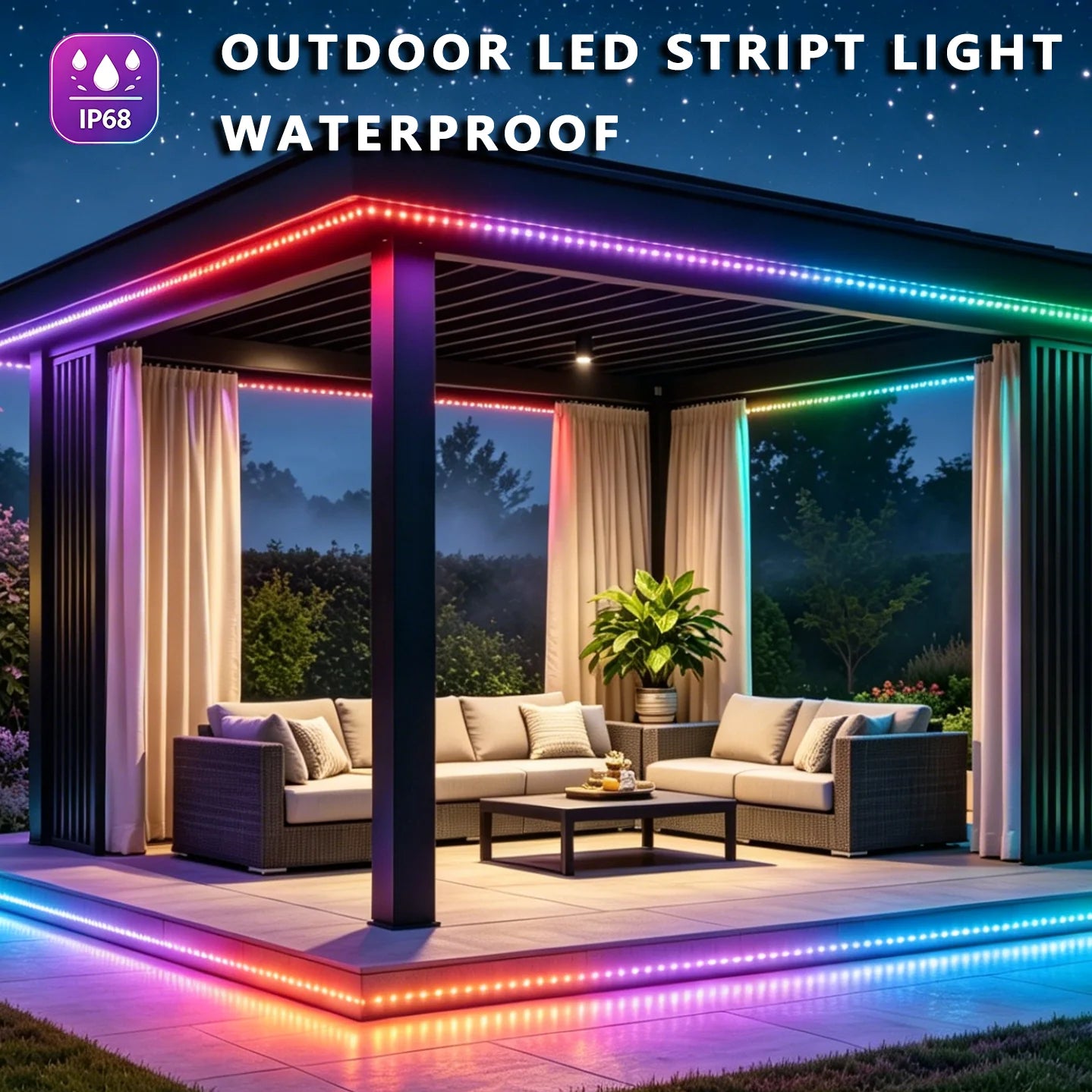 WS2812 RGB LED Strip Lights IP68 USB Powered Music Sync
