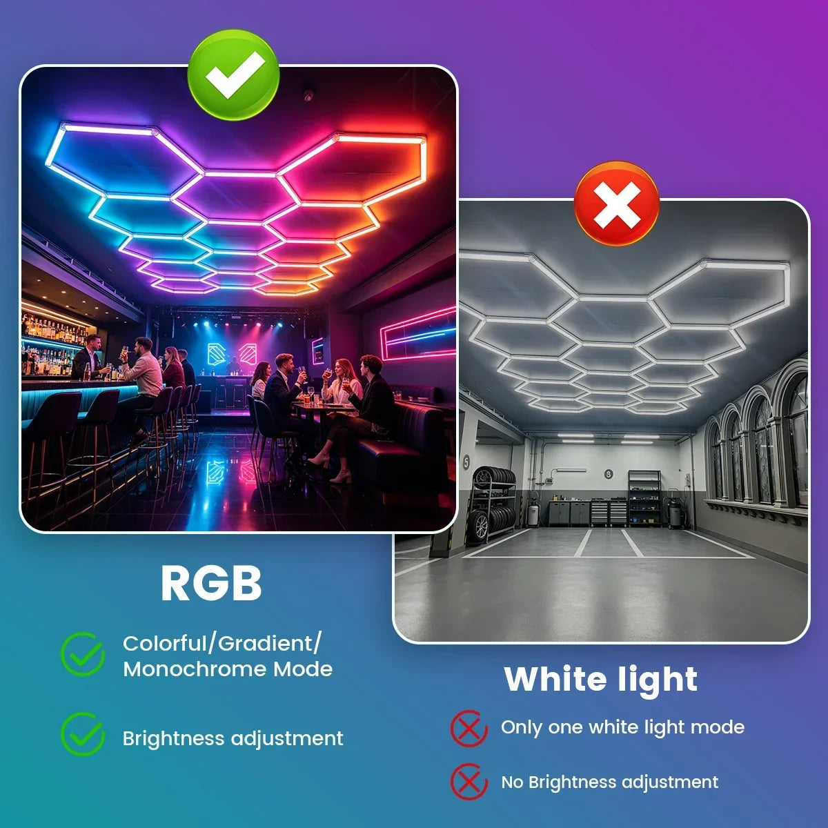 VASTFIRE Smart Hexagonal RGB Ambient Tube Light With App Control