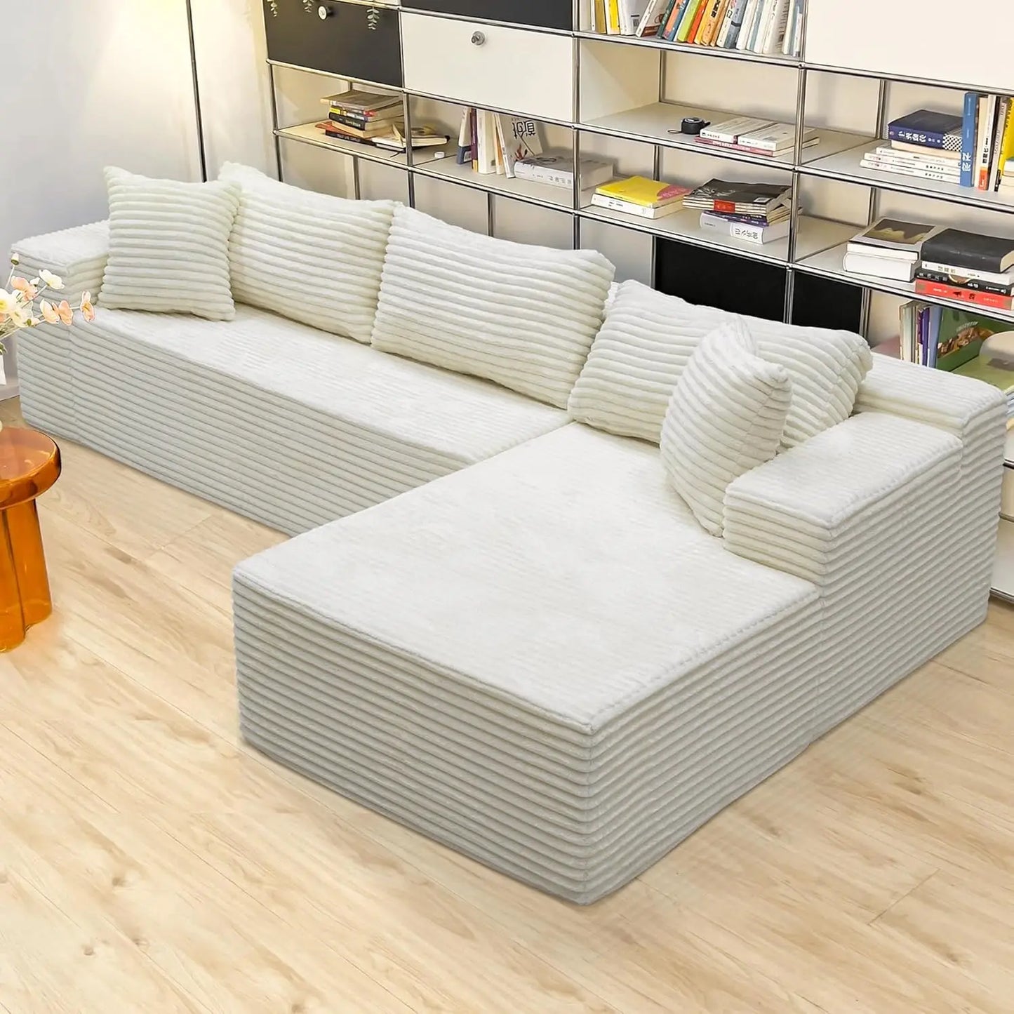 Cloud Sectional Sofa With L Shaped Chaise Modern Corduroy Couch