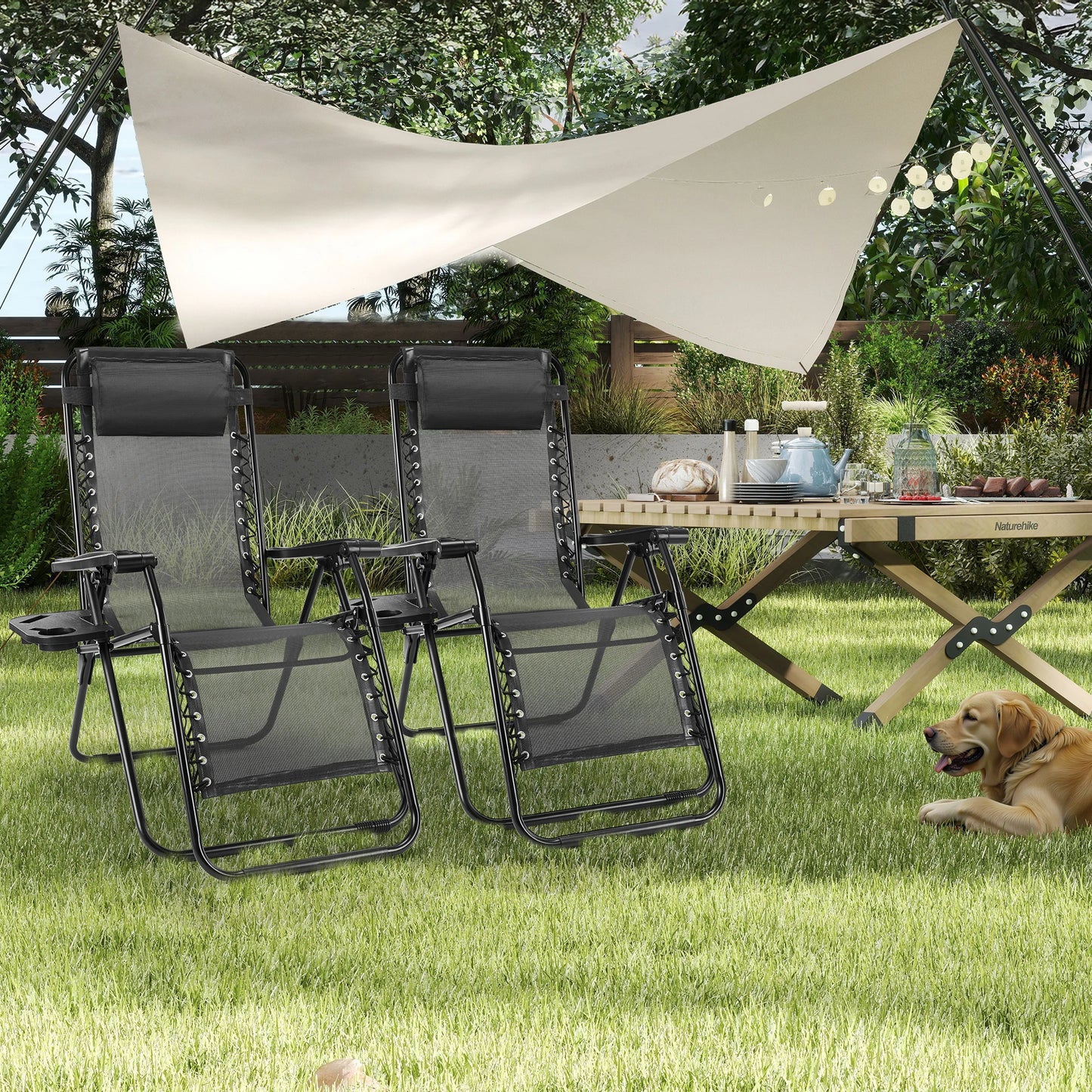 JHK Portable Zero Gravity Recliner Chairs Outdoor Set of 2
