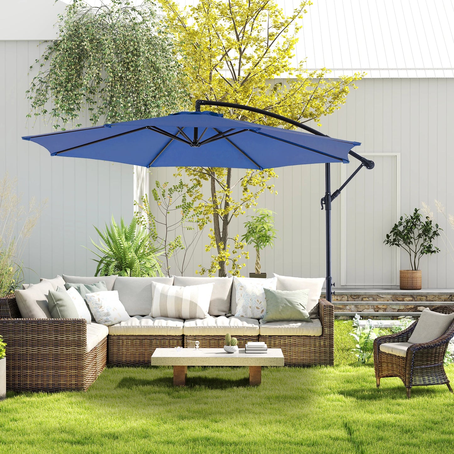 JHK Outdoor Cantilever Patio Umbrella With Tilt Adjustment And UV Protection