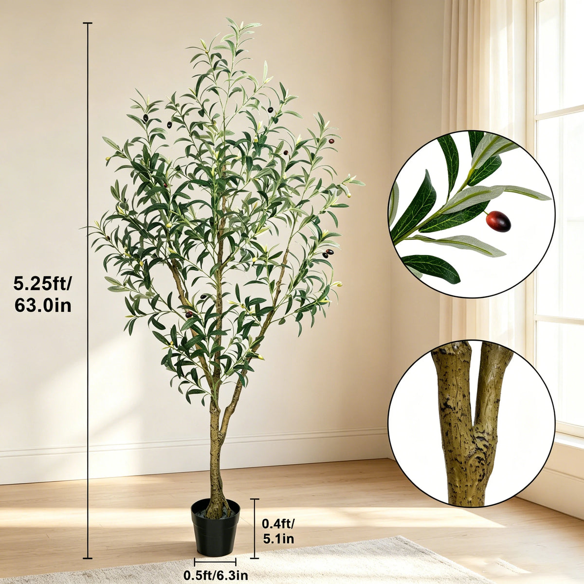 Olitree Artificial Olive Tree With Lifelike Fruits For Home Decor