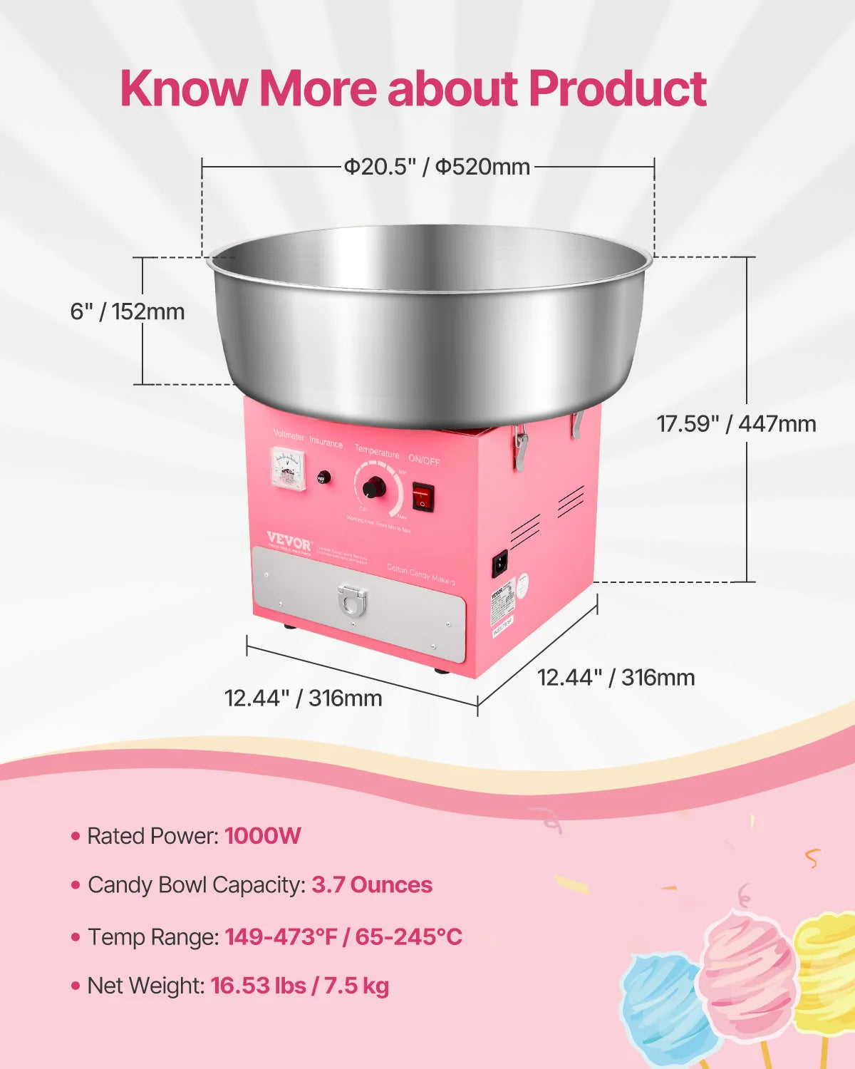 SucceBuy Electric Cotton Candy Machine 1000W