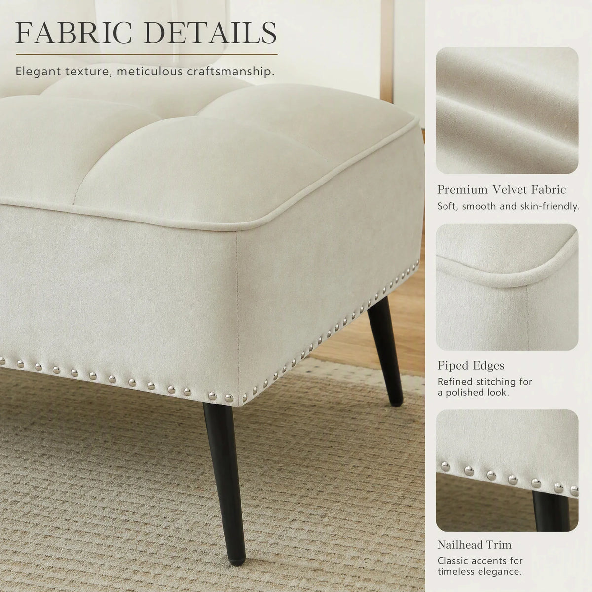 Modern Velvet Sofa With Backrest And Rotating Side Table