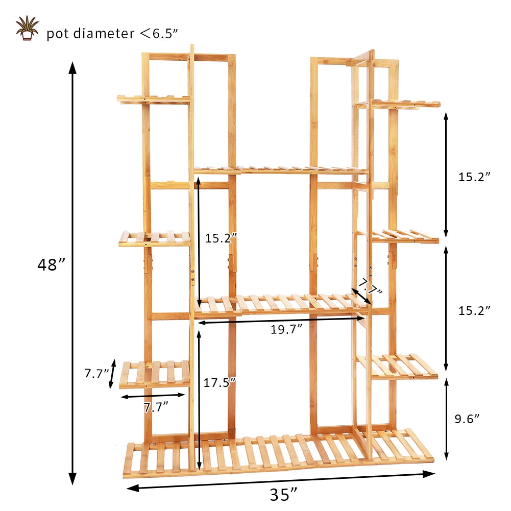 BINGOPAW 9-Tier Bamboo Plant Stand for Indoor Plants