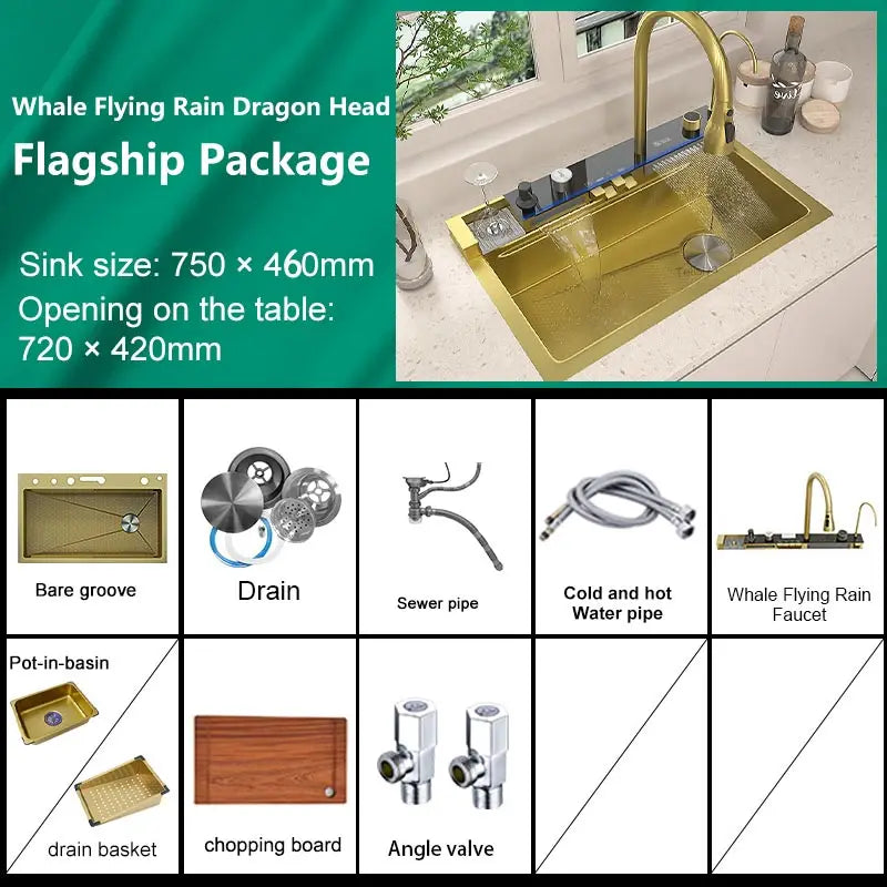 Telisiya Stainless Steel Single Bowl Kitchen Sink With Digital Display