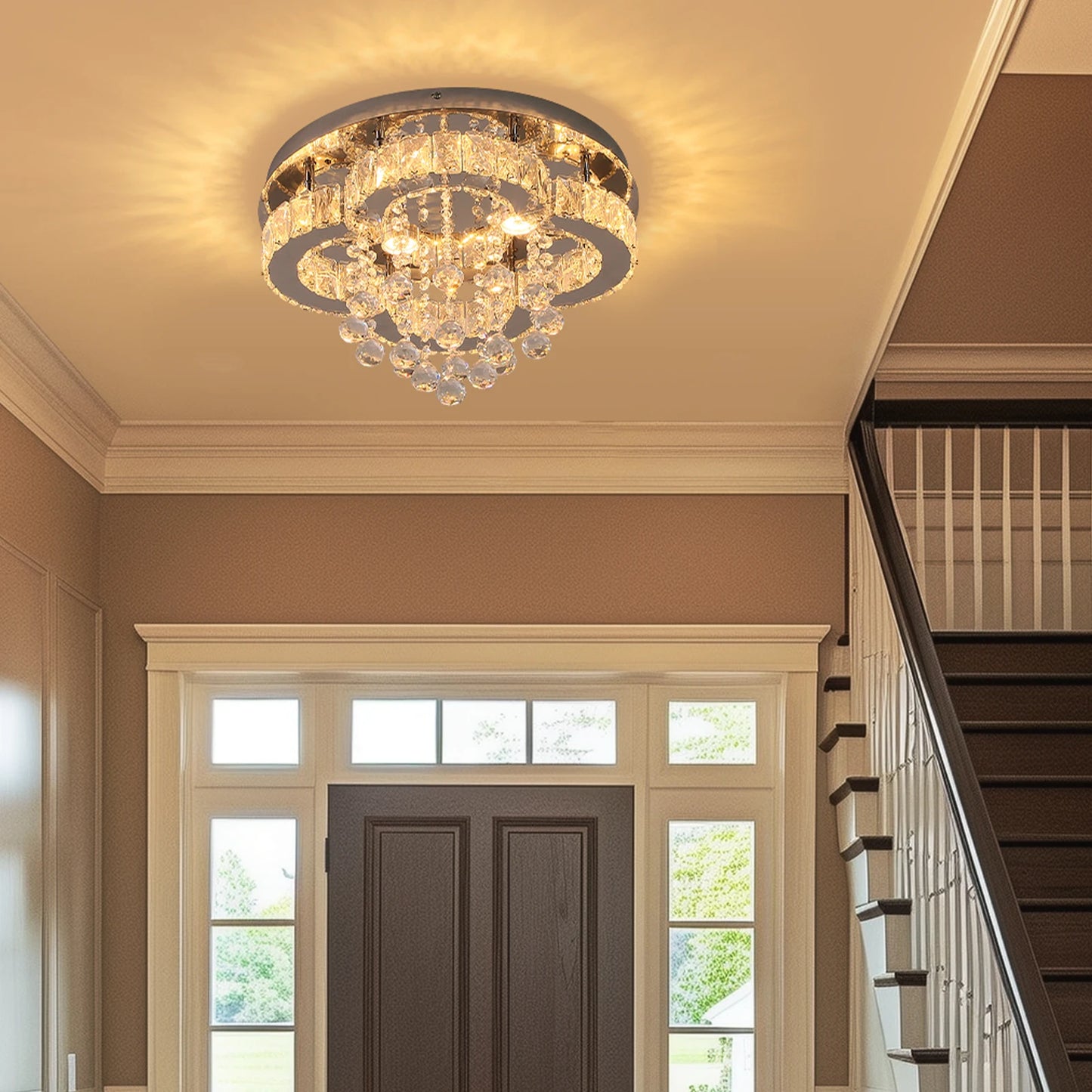 VETRULUS Crystal Chandelier Pendant LED Ceiling Lamp For Living Room