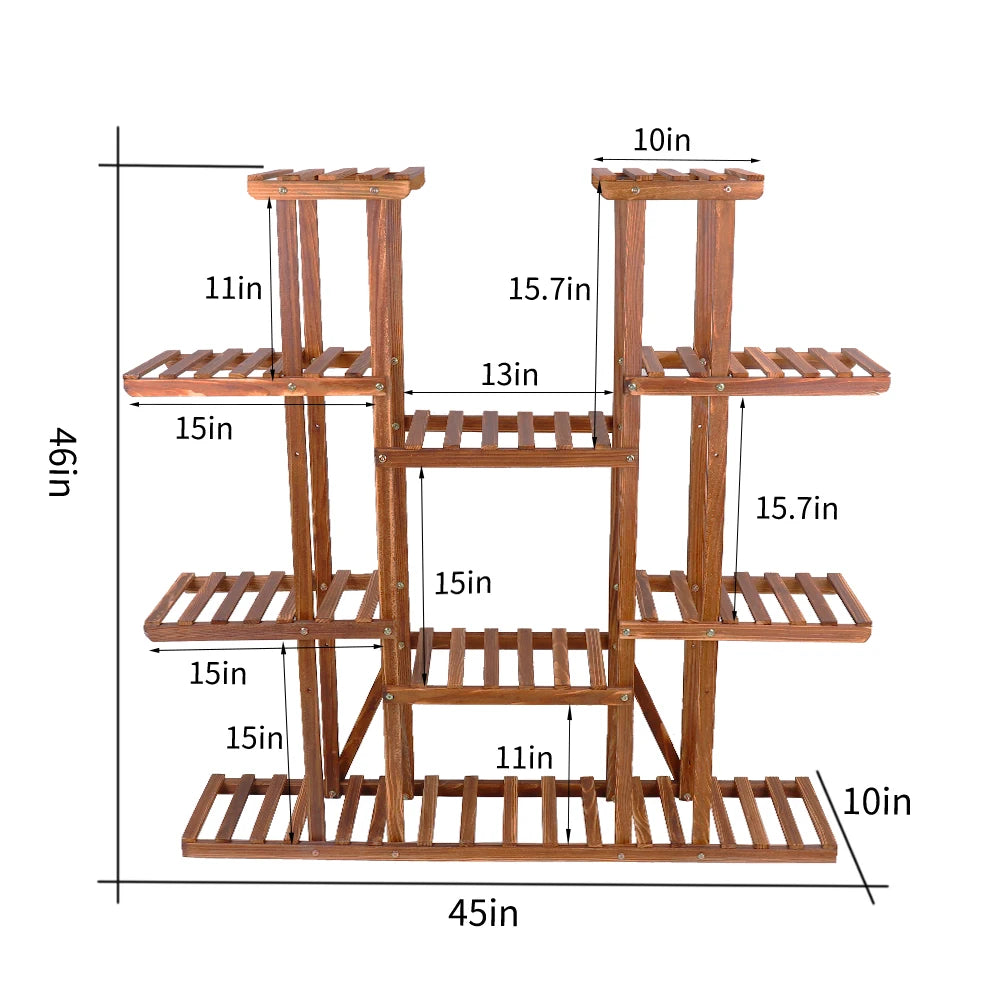 Wisfor Wooden Plant Shelf Flower Pot Stand Indoor Outdoor Multi-Tier