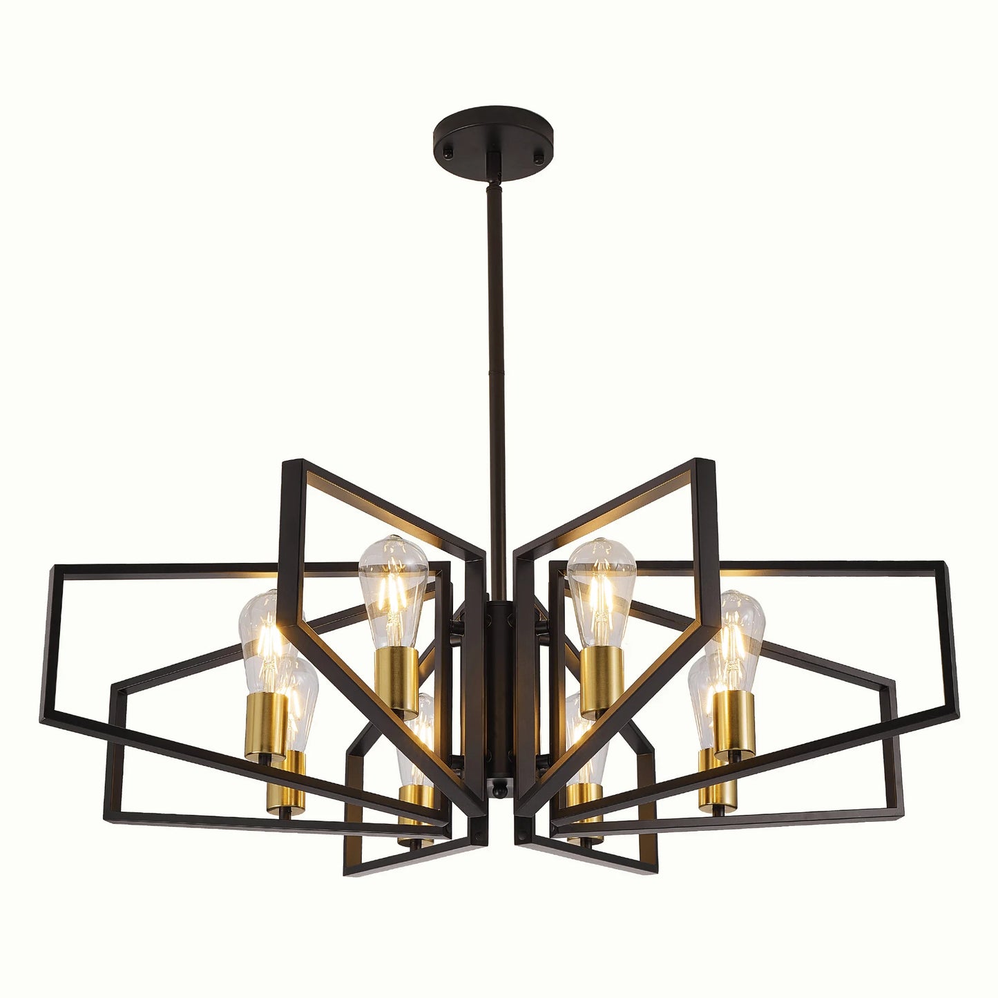 Modern 8 Light Geometric Chandelier With Adjustable Height Iron Pendant