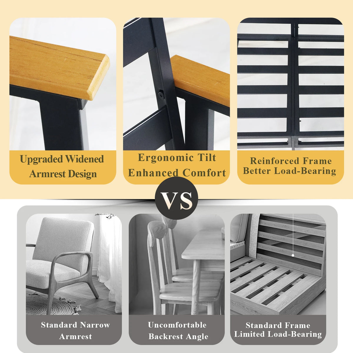 Avenvista Modern Metal Outdoor Patio Sofa With Armrests
