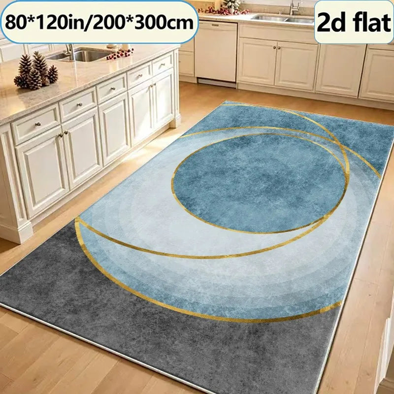 Abstract Gold Foil Pattern Area Rug For Modern Living Rooms