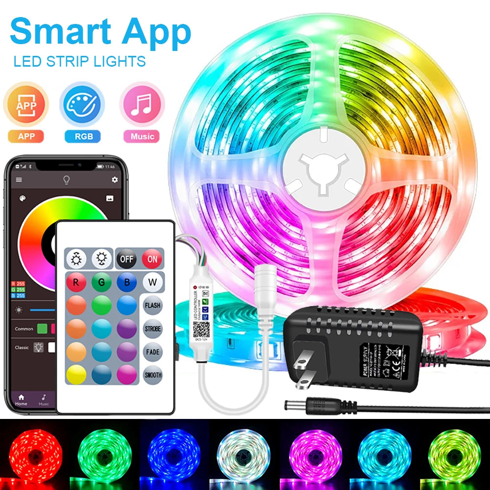 RGB LED Strip Lights 5050 Bluetooth App Control 12V