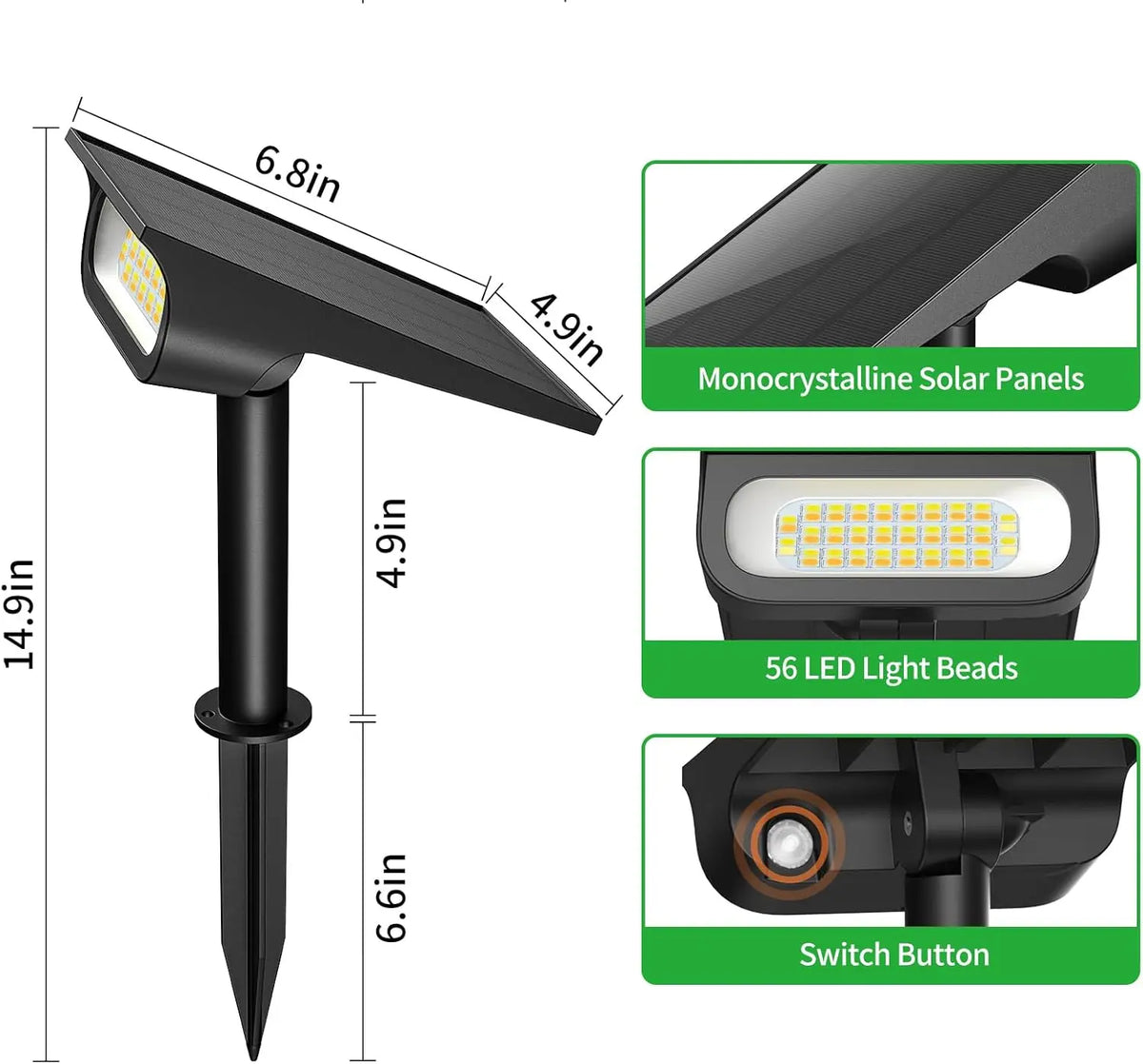 Intelamp Solar Spotlights Outdoor Garden Landscape Pathway Lighting