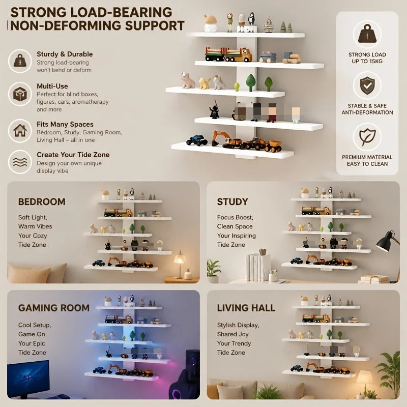 Floating Wall Display Racks Multi Tier Shelving Units For Home Decor