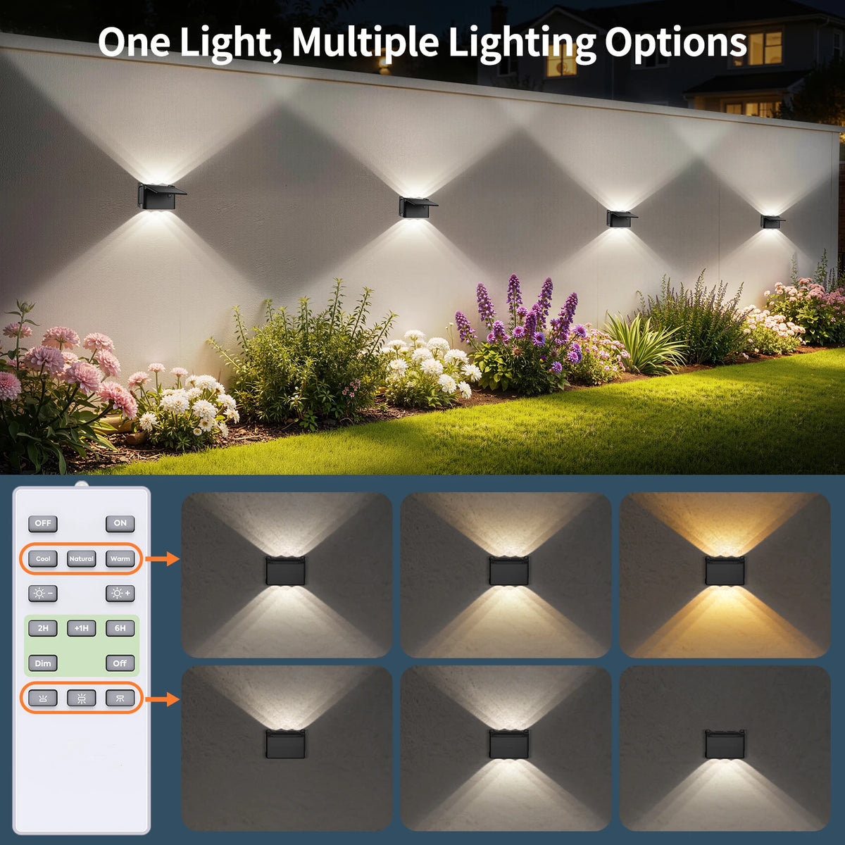Intelamp Solar Wall Lights With Remote Control Waterproof Outdoor LED