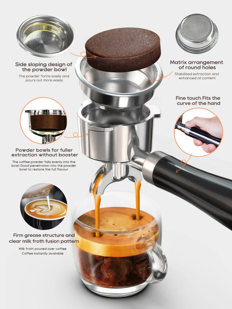 HiBREW H10A 20 Bar Semi Automatic Espresso Coffee Machine Stainless Steel