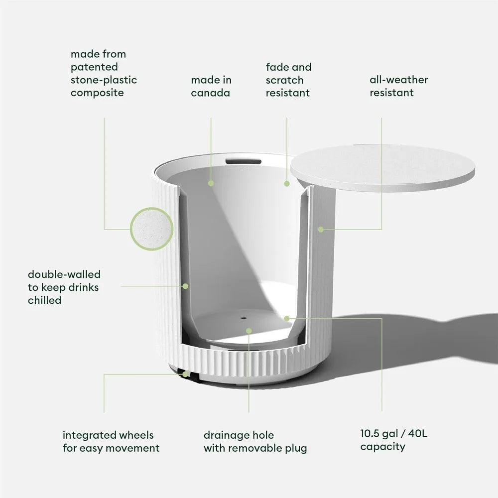 Outdoor Refrigerated Side Table 2 In 1 Keeps Drinks Cool
