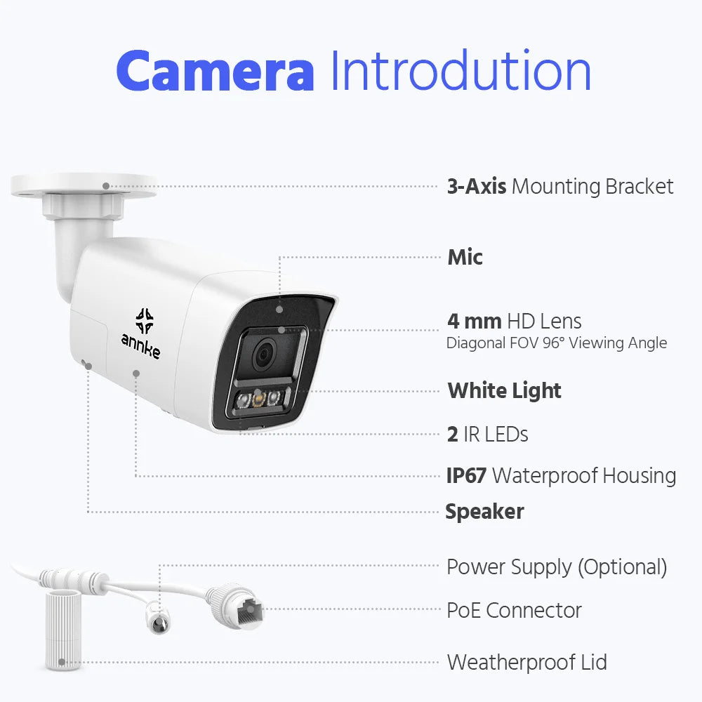 ANNKE Outdoor IP Security Camera With Motion Detection And Two Way Audio
