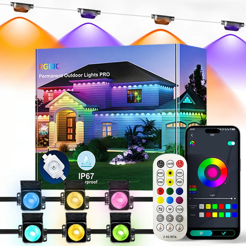 MIMIRGB Smart Outdoor Lights IP67 Waterproof Eaves String Music Sync