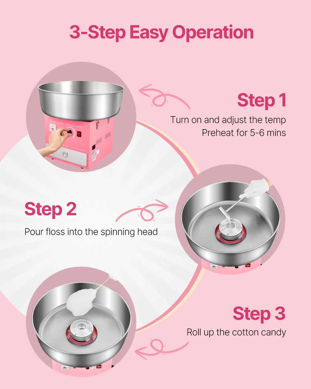 SucceBuy Electric Cotton Candy Machine 1000W