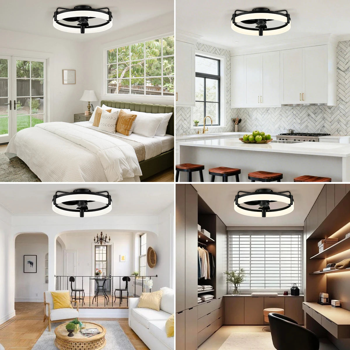 Aiopp Ultra Quiet Round Ceiling Fan Light With Dimmable LED