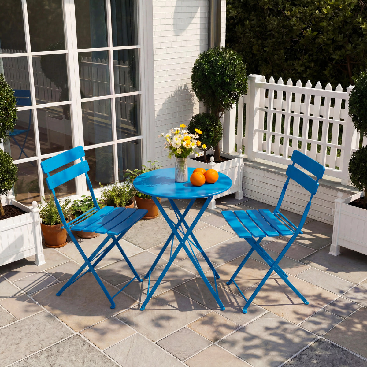 TUAREX Folding Steel Bistro Set For Outdoor Patio Dining