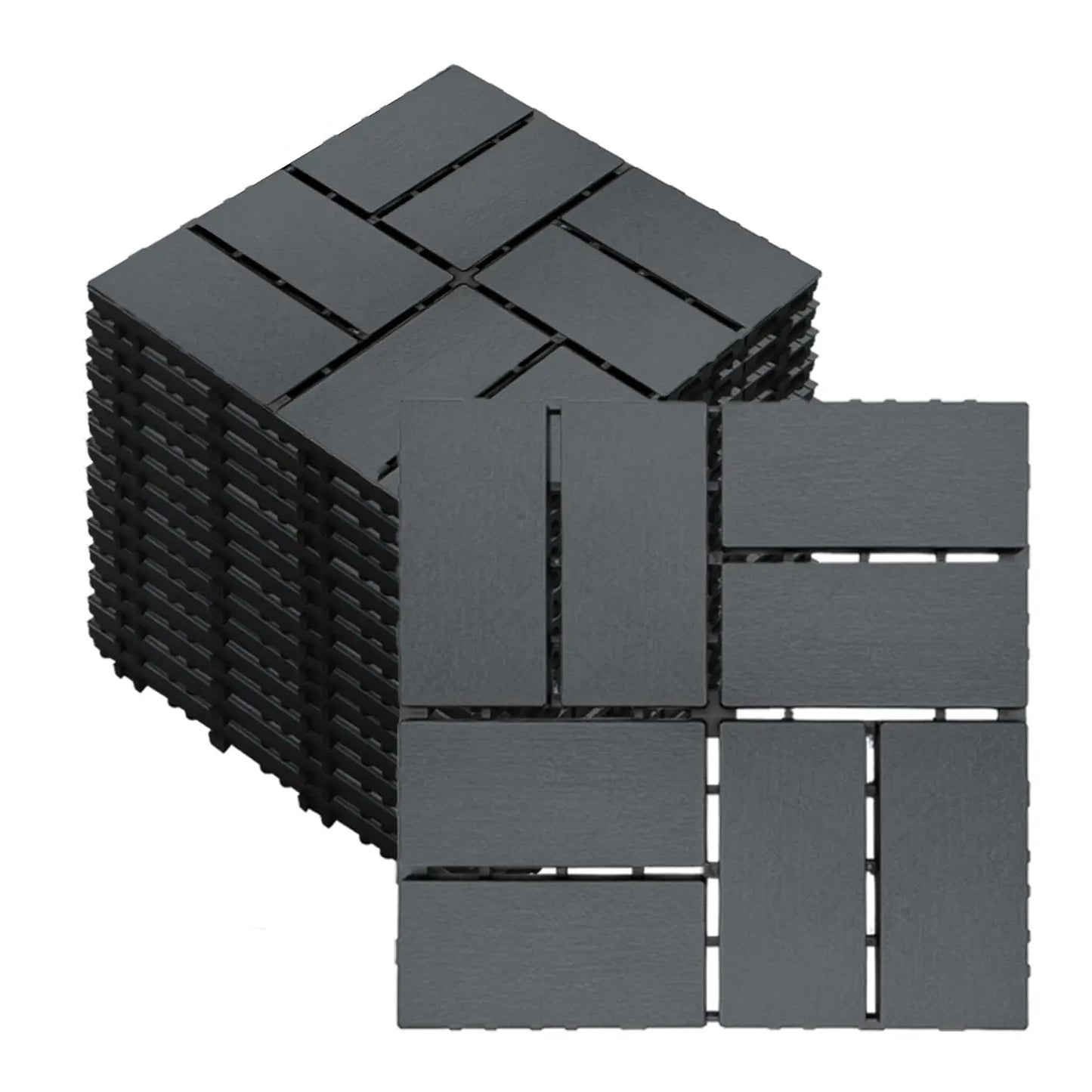 HKXSHS 44 Piece Plastic Interlocking Deck Tiles Outdoors