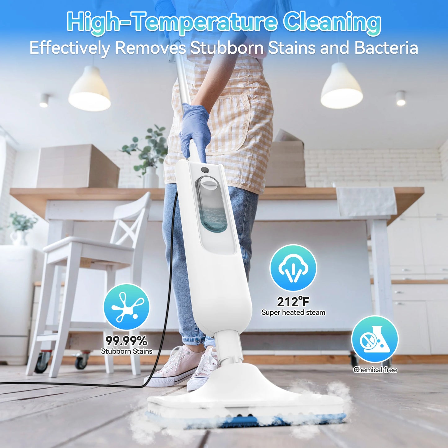INSE Powerful Steam Mop 6 In 1 Detachable Floor Cleaner