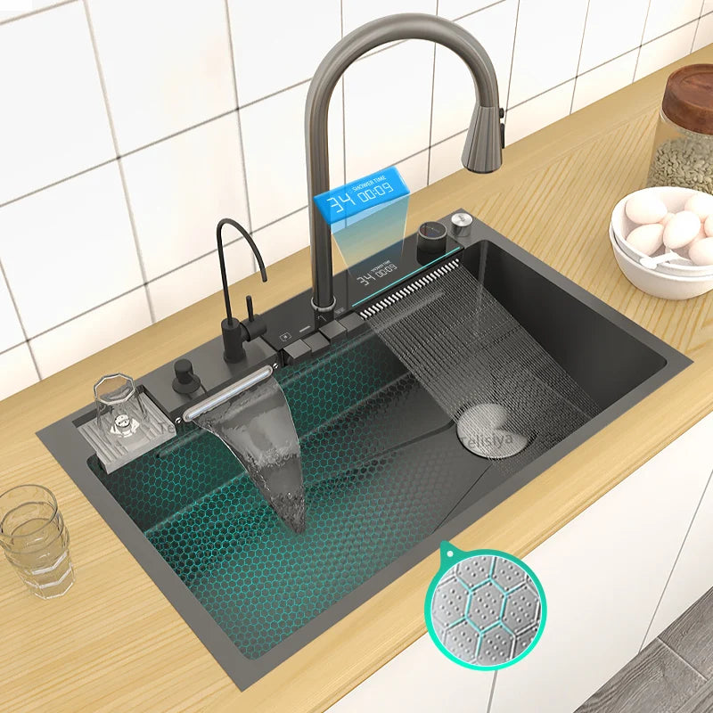 Telisiya Stainless Steel Single Bowl Kitchen Sink With Digital Display