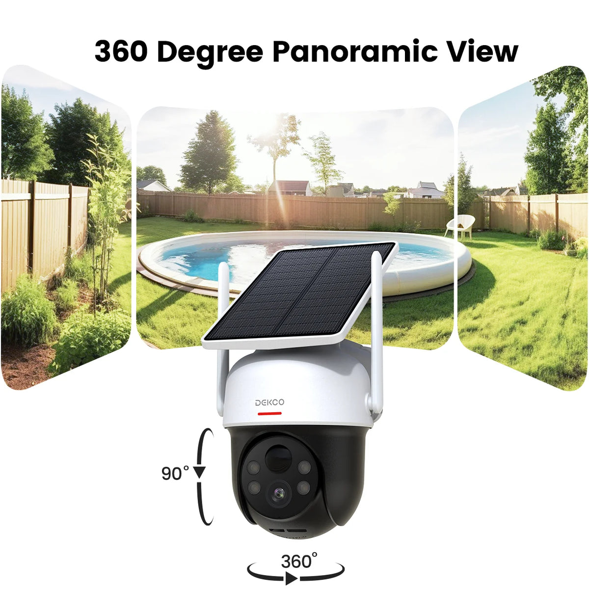DEKCO Solar WiFi PTZ Security Camera With Two Way Audio