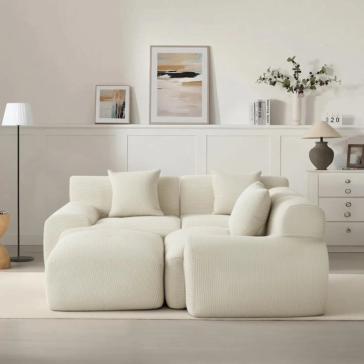 Modular Sectional Sofa With Ottoman, Deep Seat Living Room Furniture