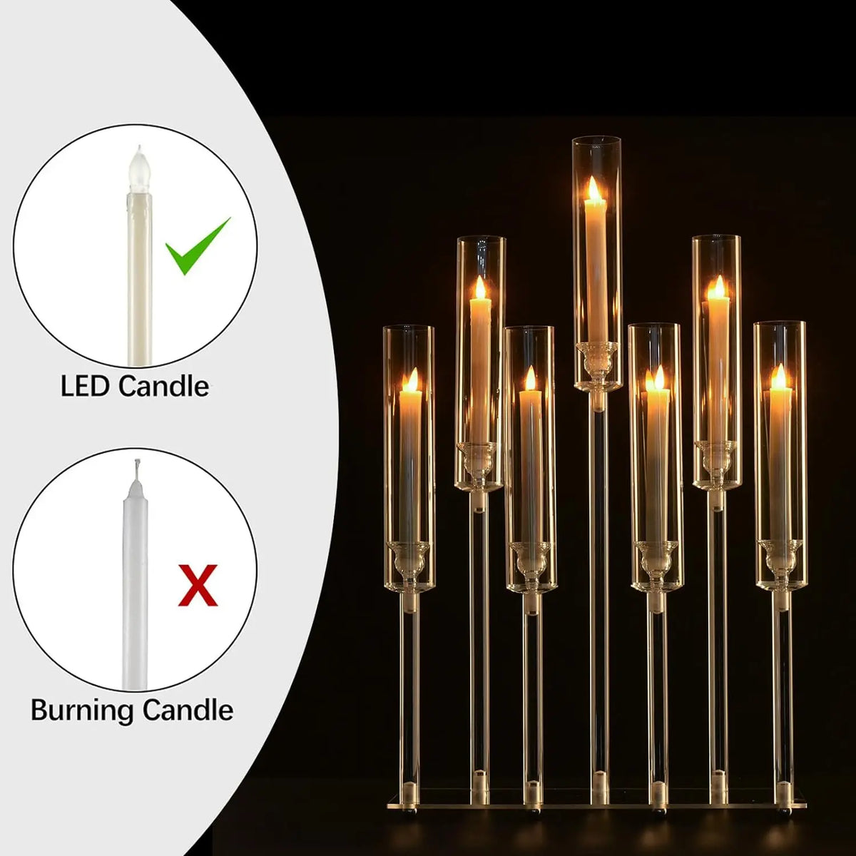 VINCIGANT 7 Arm Acrylic Candelabra For Wedding Party Decor