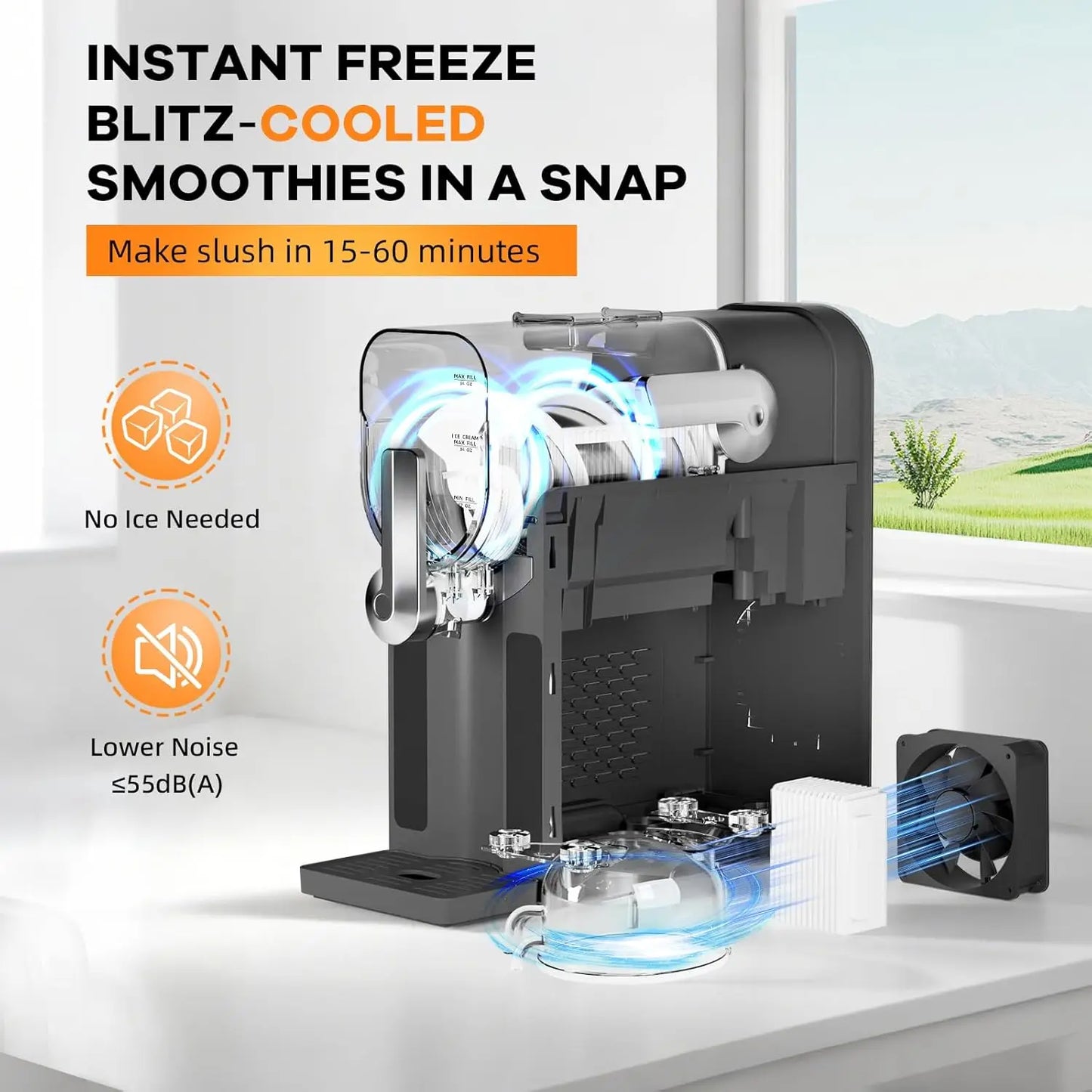 Acekool Slushie Maker For Home No Ice Needed With Led Display 6 Preset Programs