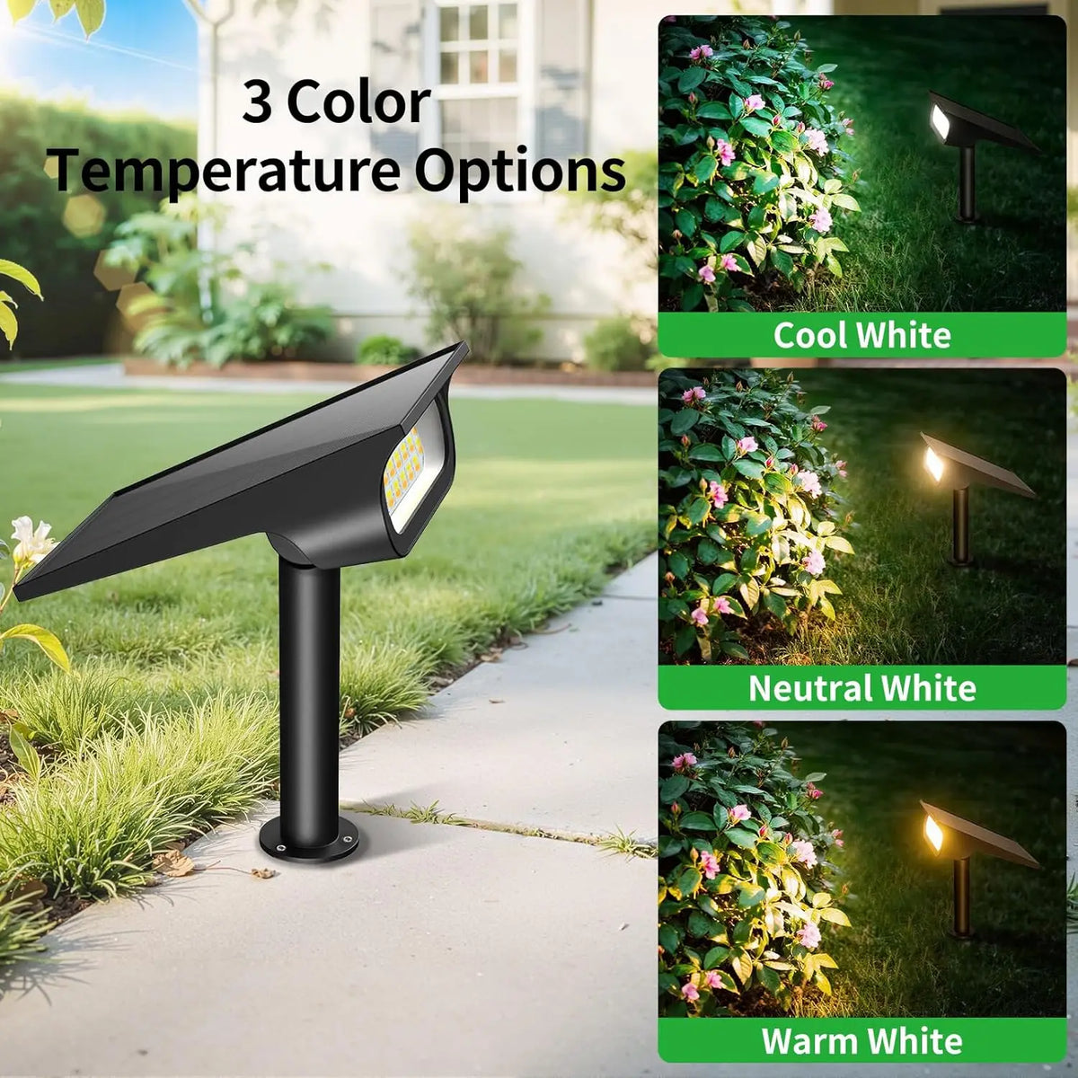Intelamp Solar Spotlights Outdoor Garden Landscape Pathway Lighting