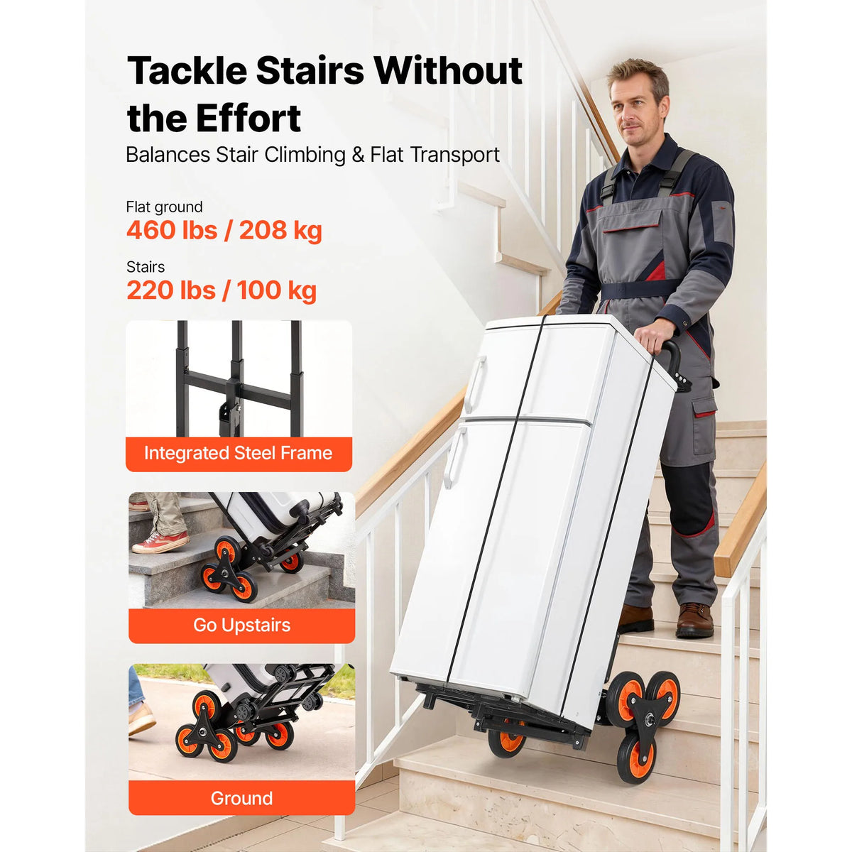 SucceBuy Stair Climbing Folding Cart With Telescoping Handle